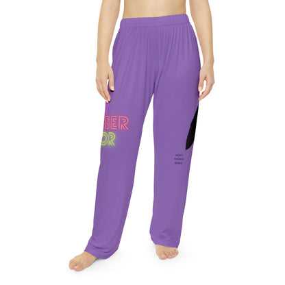 Women's Pajama Pants: Crazy Penguin World Logo Lite Purple