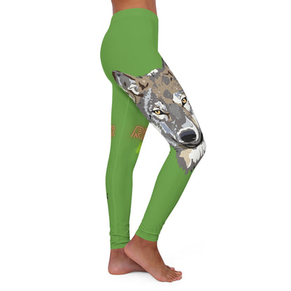 Women's Spandex Leggings: Wolves Green