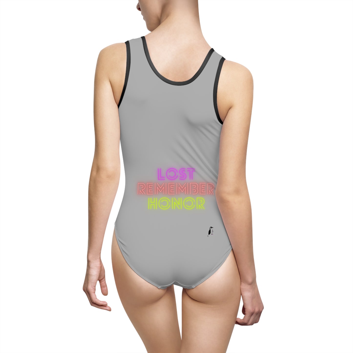 Women's Classic One-Piece Swimsuit: Skateboarding Lite Grey