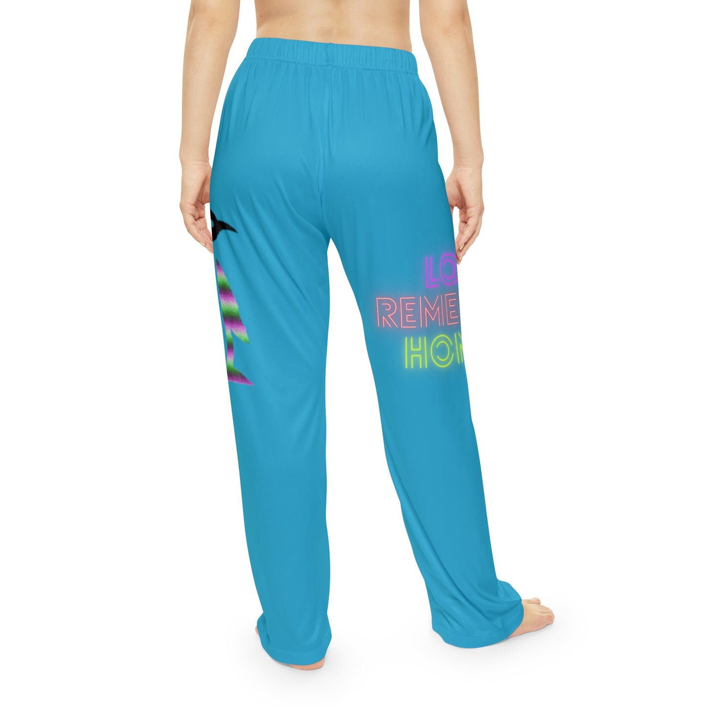 Women's Pajama Pants: Crazy Penguin World Logo Turquoise