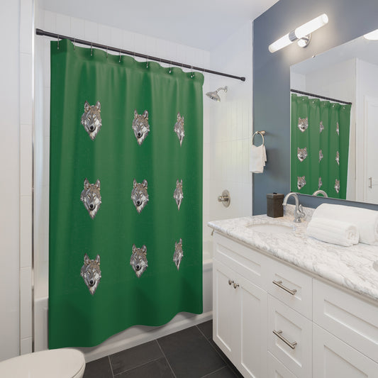 Shower Curtains: #2 Wolves Dark Green