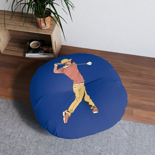 Tufted Floor Pillow, Round: Golf Dark Blue