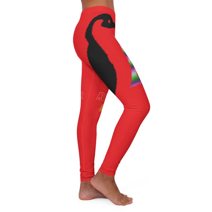 Women's Spandex Leggings: Crazy Penguin World Logo Red