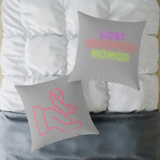 Spun Polyester Pillow: Fight Cancer Lite Grey