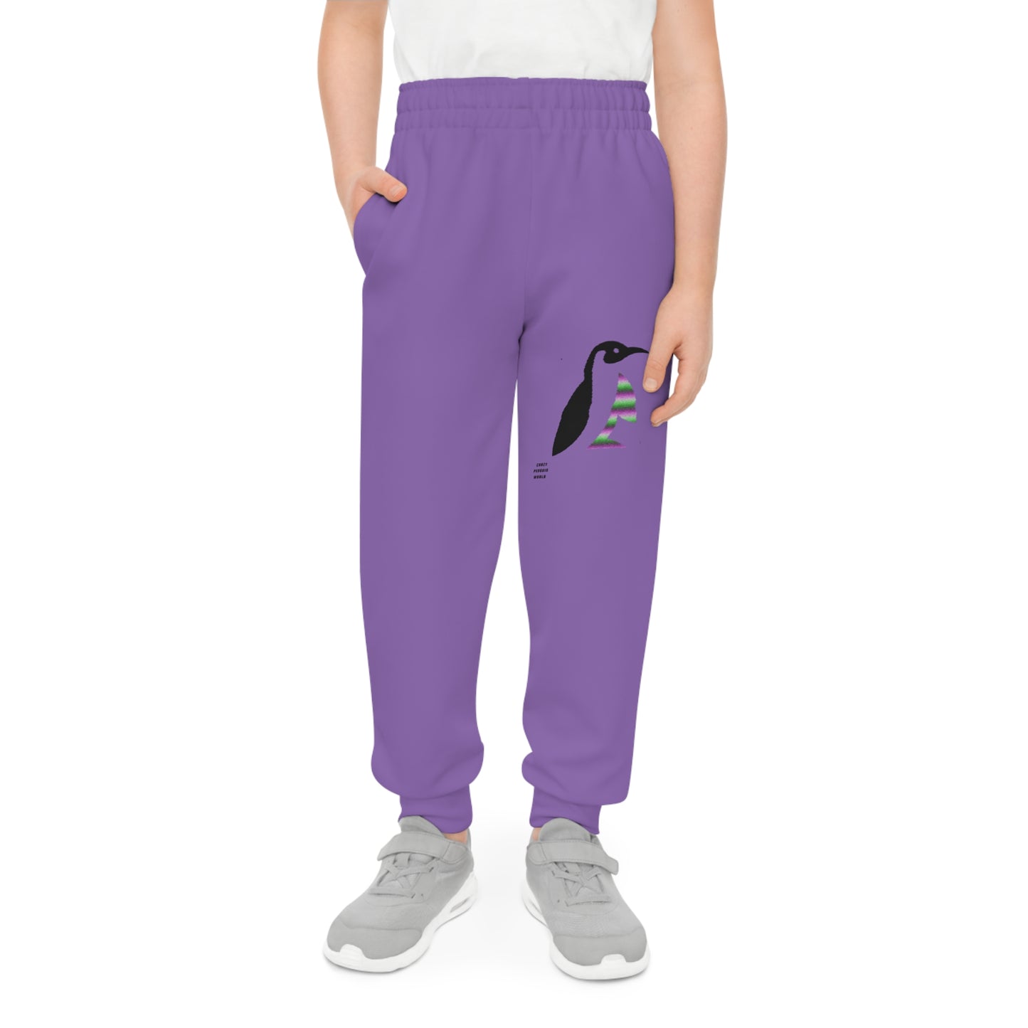 Youth Joggers: Crazy Penguin World Logo Lite Purple