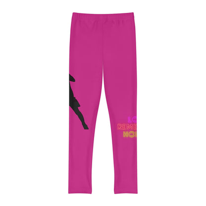 Youth Full-Length Leggings: Soccer Pink