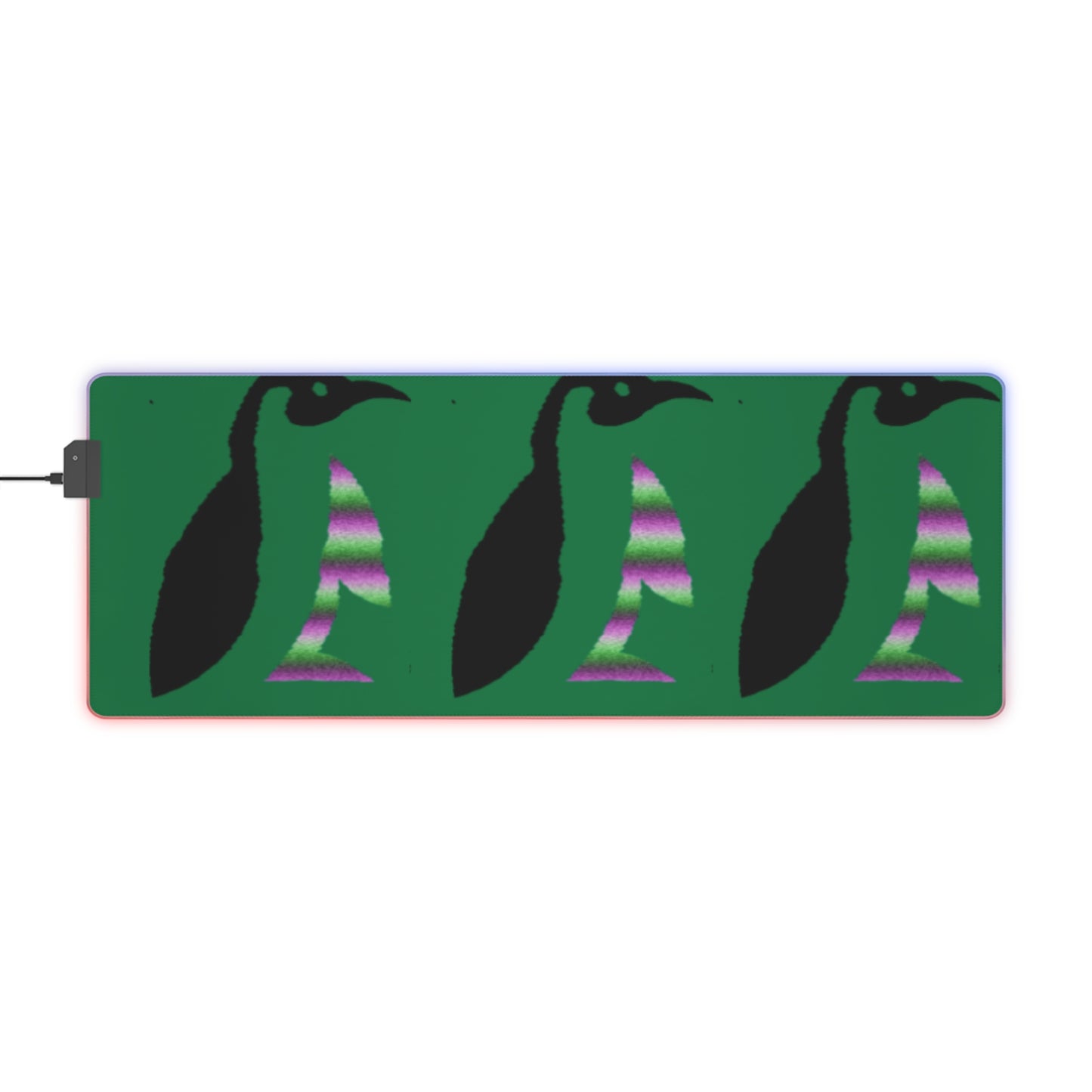 LED Gaming Mouse Pad: Crazy Penguin World Logo Dark Green