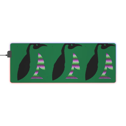 LED Gaming Mouse Pad: Crazy Penguin World Logo Dark Green