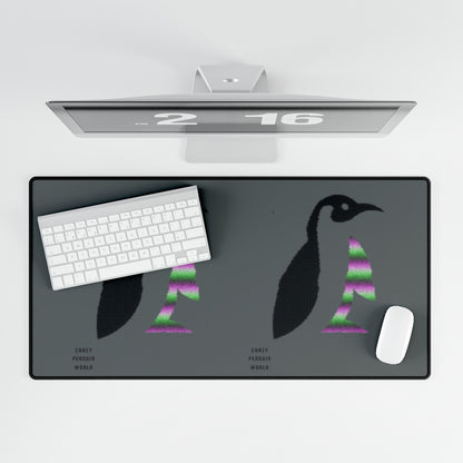 Desk Mats: Crazy Penguin World Logo Dark Grey
