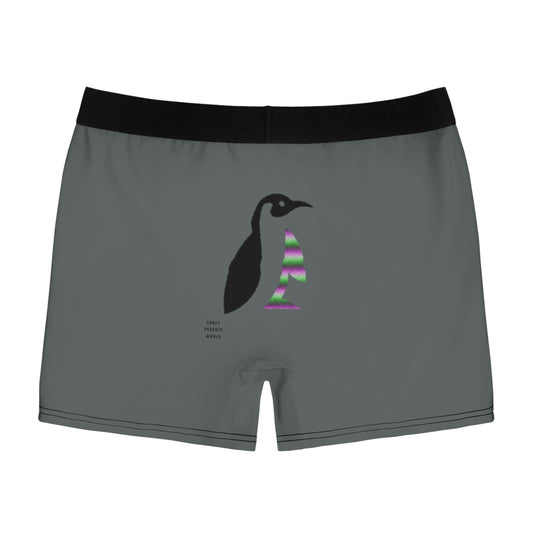 Men's Boxer Briefs: Crazy Penguin World Logo Dark Grey