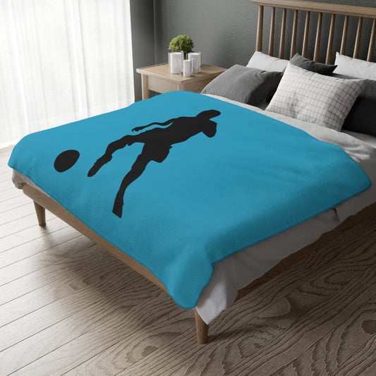 Velveteen Minky Blanket (Two-sided print): Soccer Turquoise