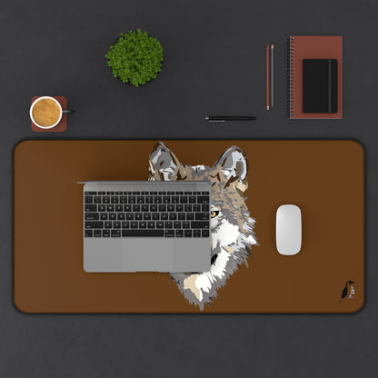 Desk Mat: Wolves Brown