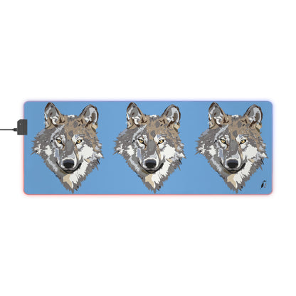 LED Gaming Mouse Pad: Wolves Lite Blue