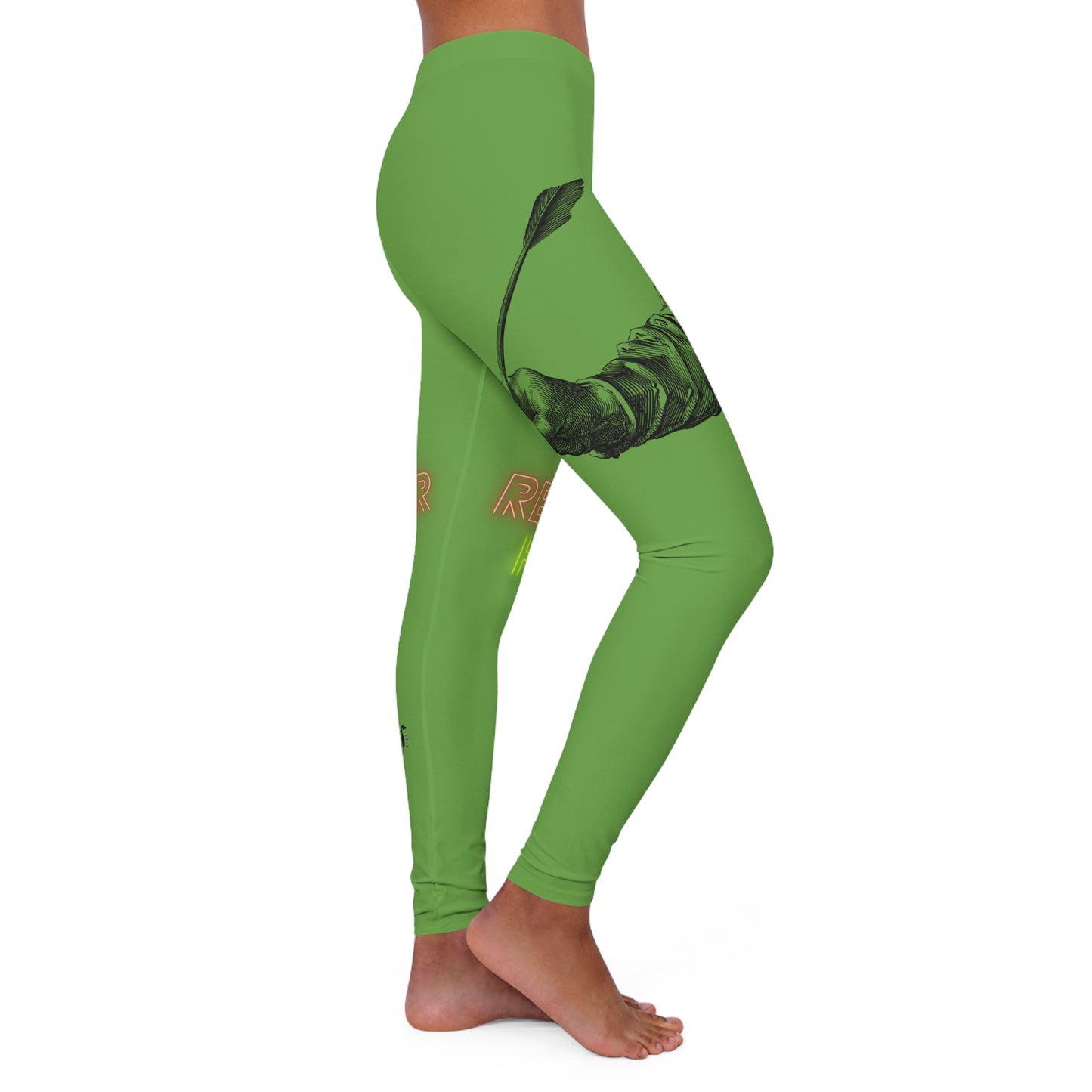 Women's Spandex Leggings: Writing Green