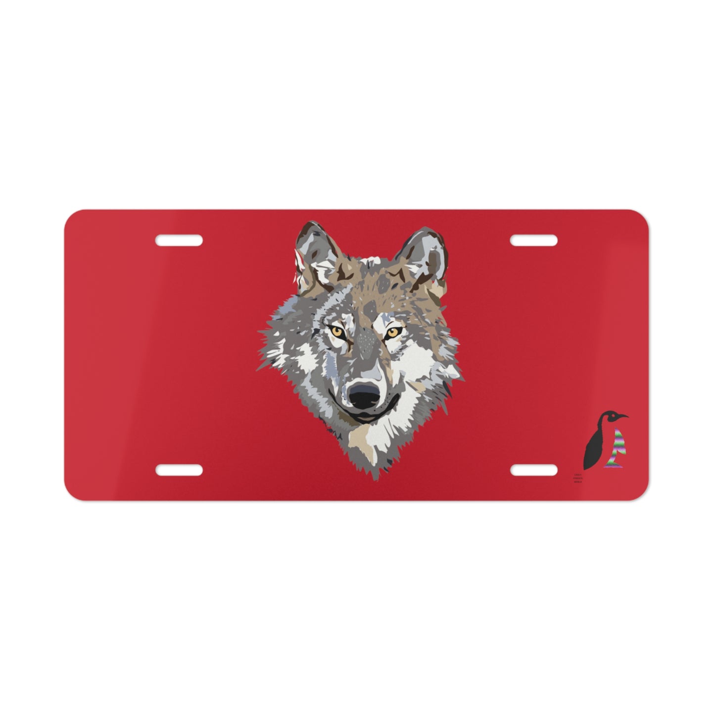 License Plate: Wolves Dark Red