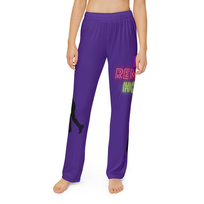 Kids Pajama Pants: Hockey Purple