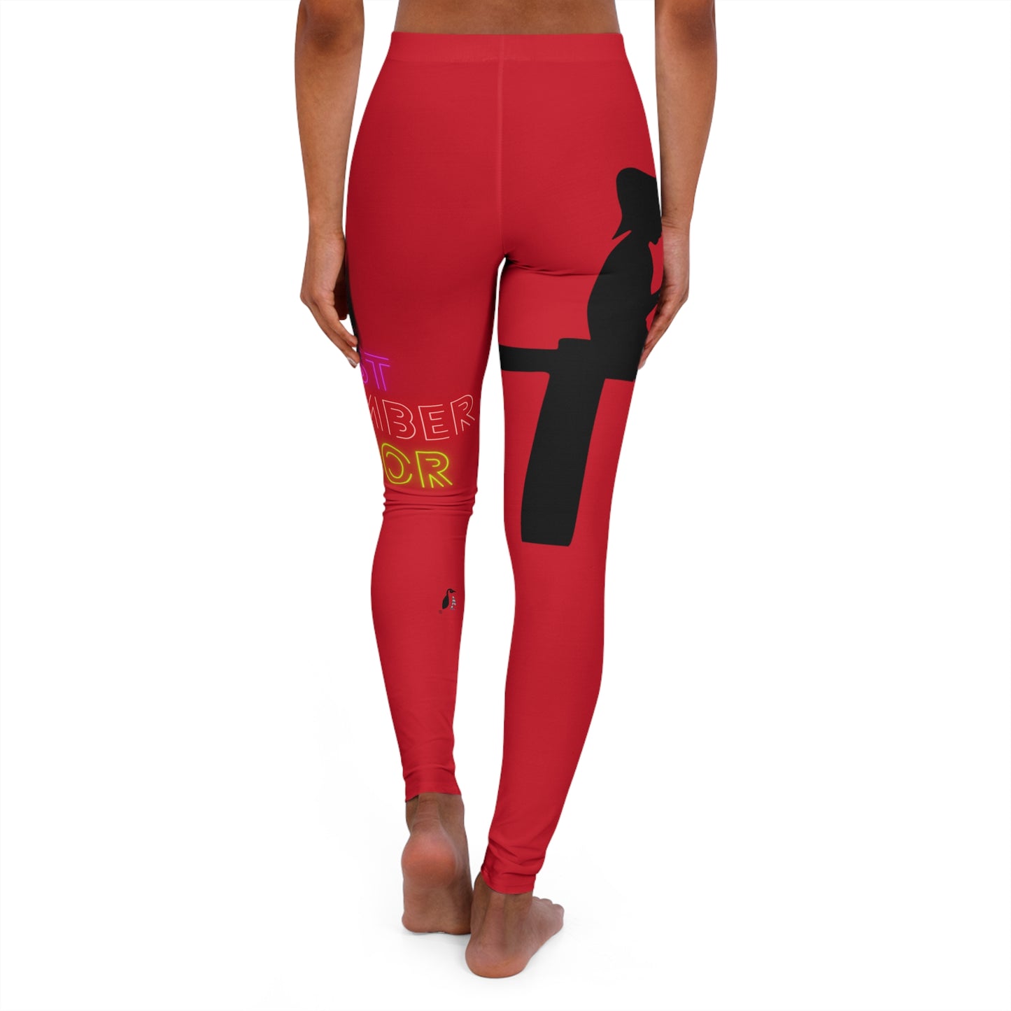 Women's Spandex Leggings: Fishing Dark Red