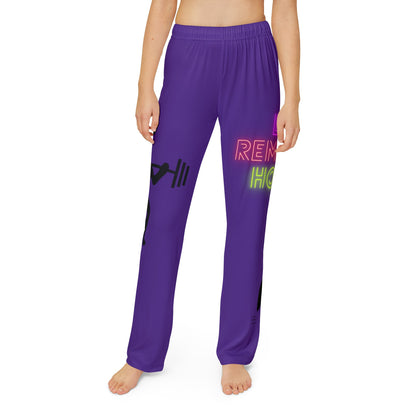 Kids Pajama Pants: Weightlifting Purple