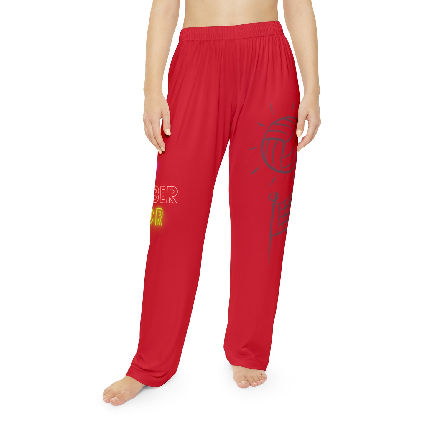 Women's Pajama Pants: Volleyball Dark Red