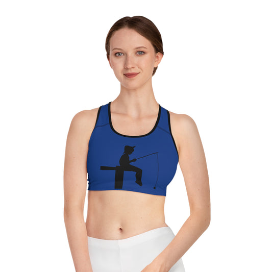 Sports Bra: Fishing Dark Blue