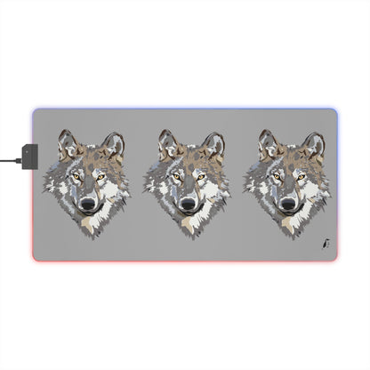 LED Gaming Mouse Pad: Wolves Lite Grey