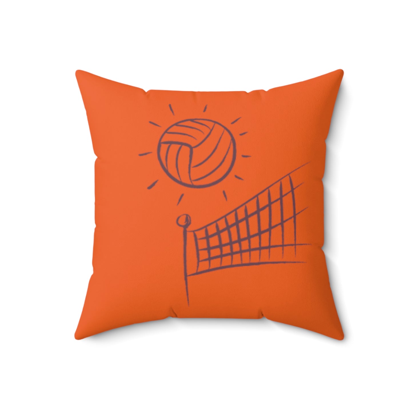 Spun Polyester Square Pillow: Volleyball Orange
