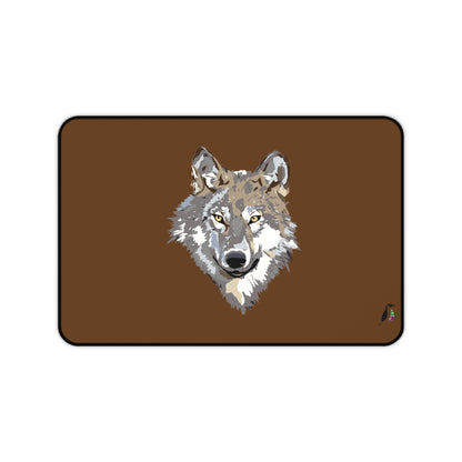 Desk Mat: Wolves Brown