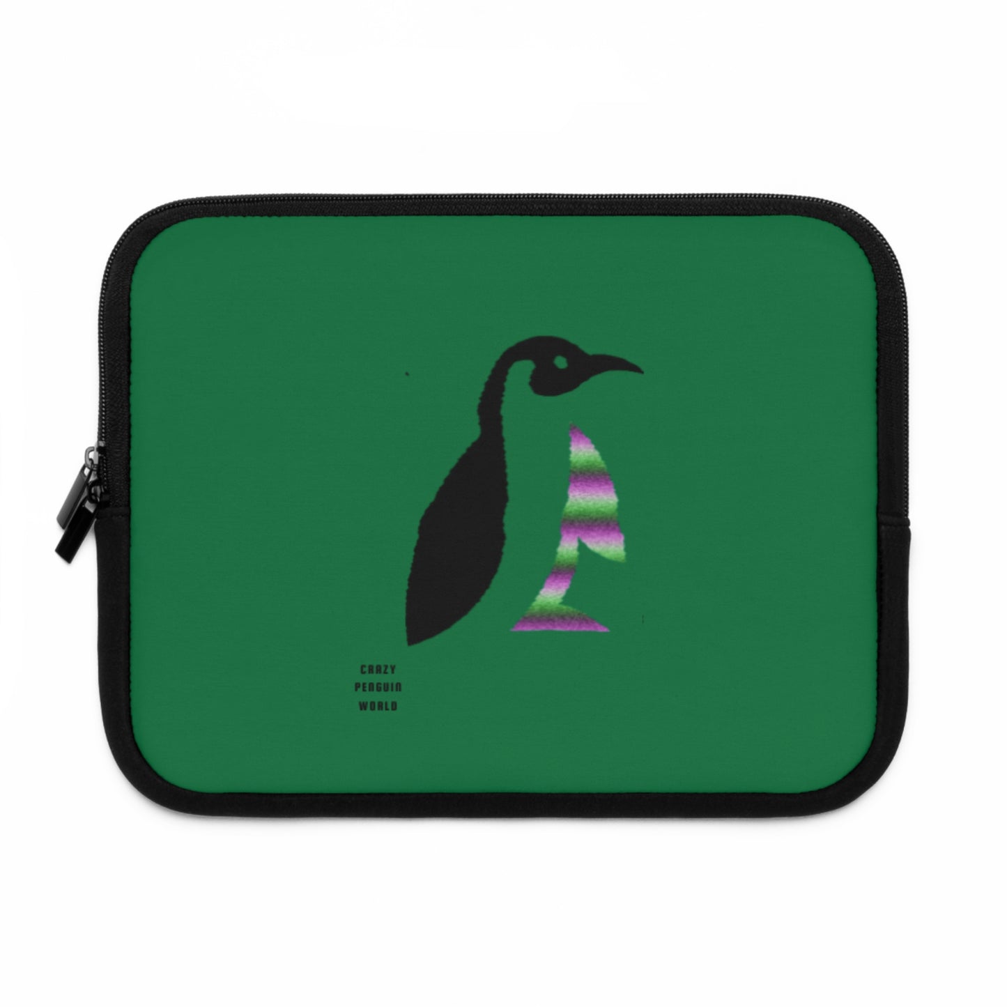 Laptop Sleeve: Crazy Penguin World Logo Dark Green