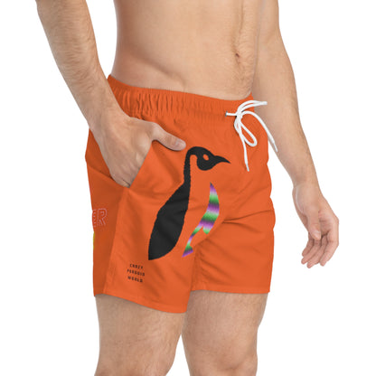 Swim Trunks: Crazy Penguin World Logo Orange