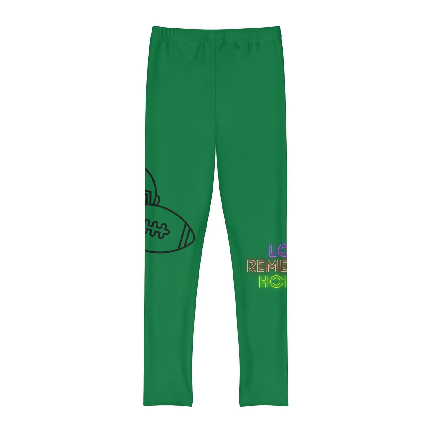 Youth Full-Length Leggings: Football Dark Green