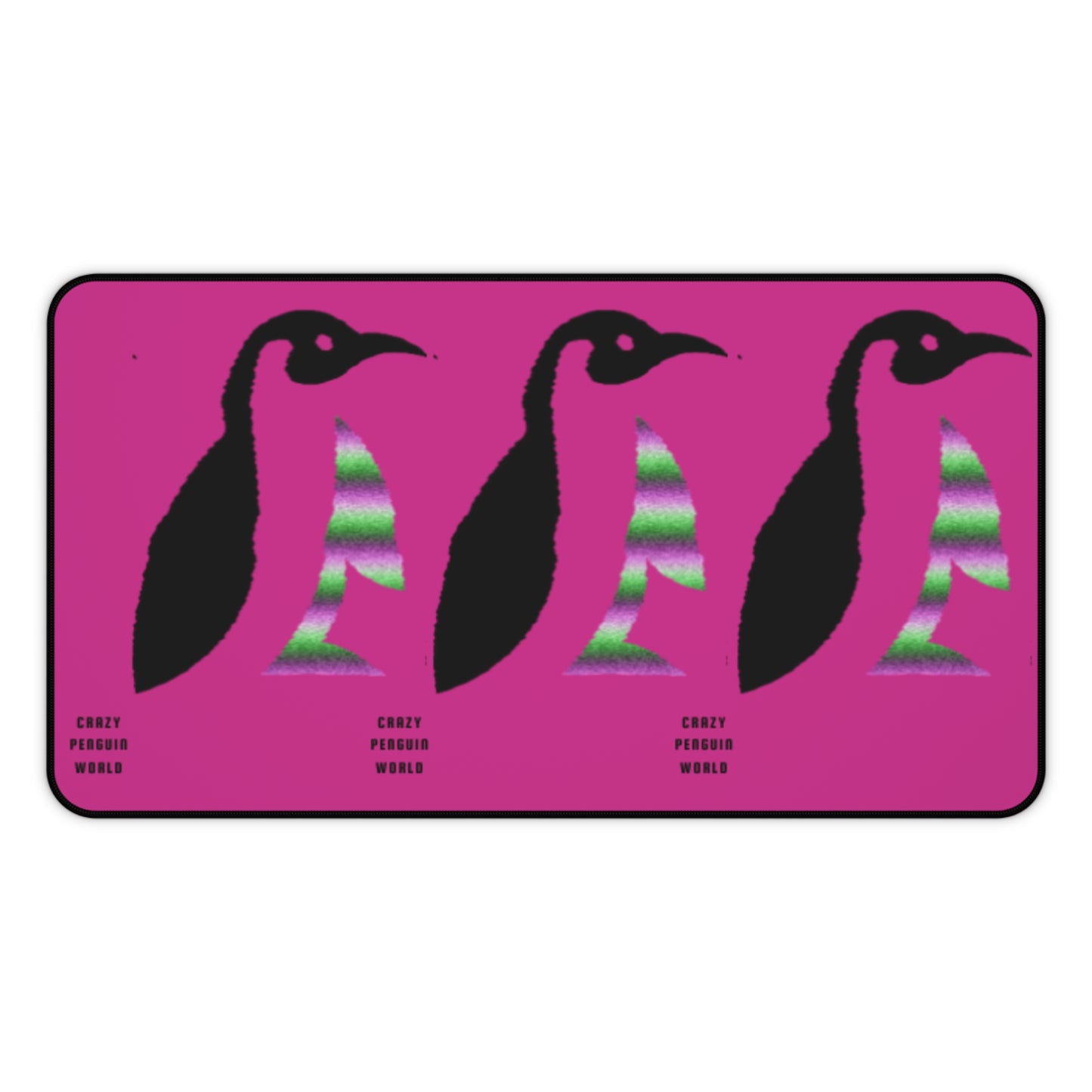 Desk Mat: Crazy Penguin World Logo Pink