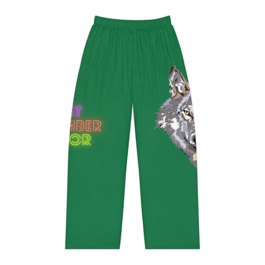 Pambabaeng Pajama Pants: Wolves Dark Green 