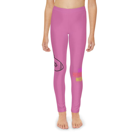 Youth Full-Length Leggings: Football Lite Pink