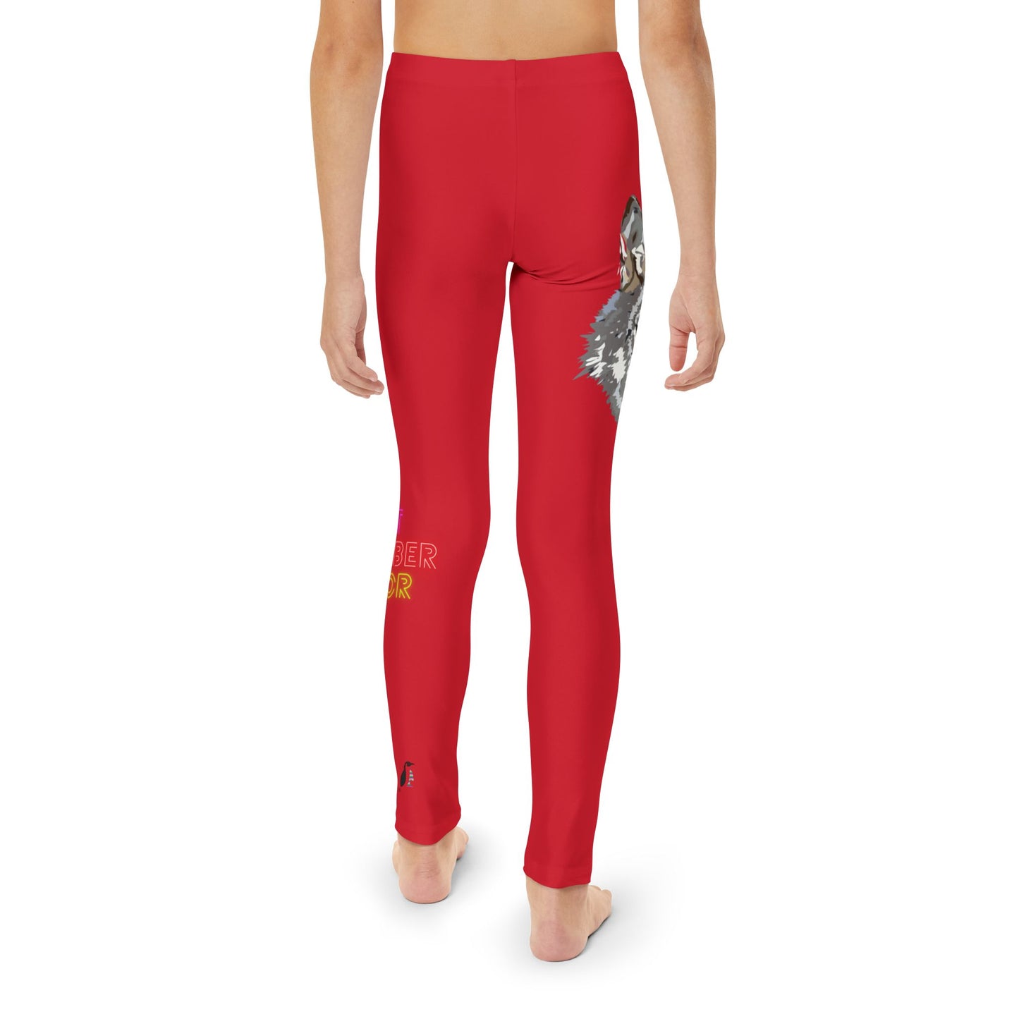 Youth Full-Length Leggings: Wolves Dark Red