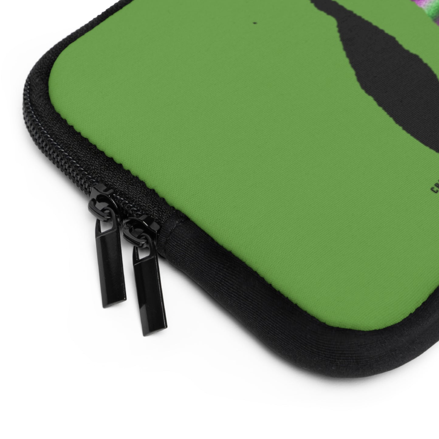 Laptop Sleeve: Crazy Penguin World Logo Green