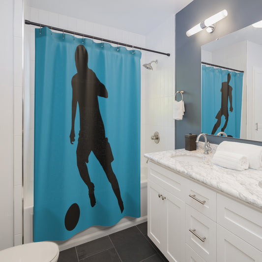 Shower Curtains: #1 Soccer Turquoise