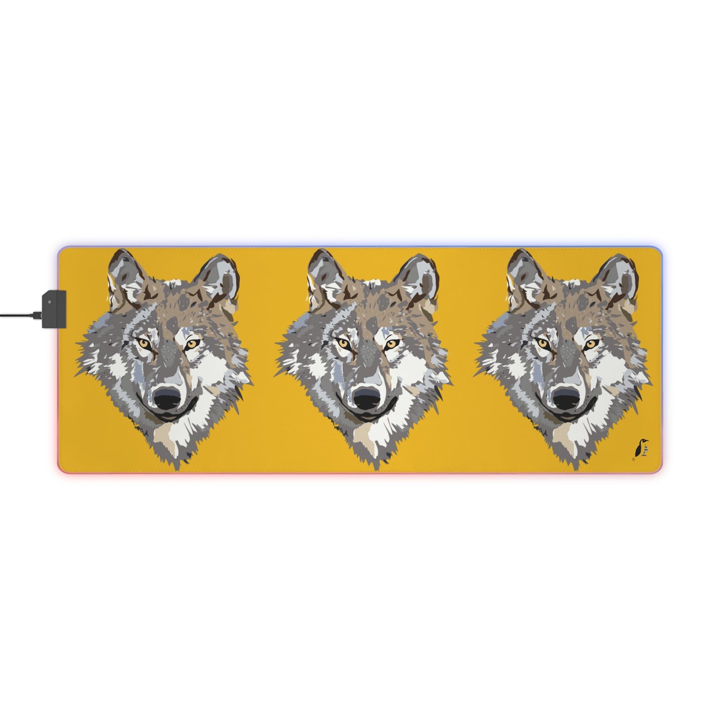 LED Gaming Mouse Pad: Wolves Yellow