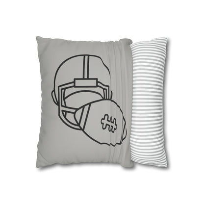 Faux Suede Square Pillow Case: Football Lite Grey