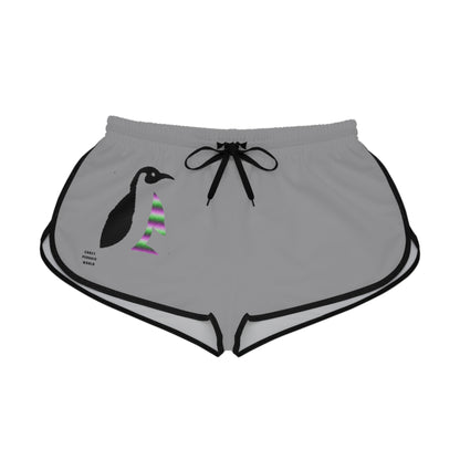 Women's Relaxed Shorts: Crazy Penguin World Logo Grey