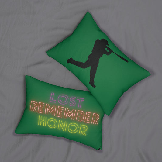 Spun Polyester Lumbar Pillow: Baseball Dark Green