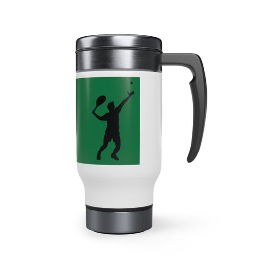 Stainless Steel Travel Mug with Handle, 14oz: Tennis Dark Green