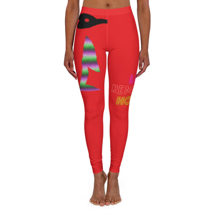 Women's Spandex Leggings: Crazy Penguin World Logo Red