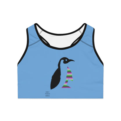 Sports Bra: Crazy Penguin World Logo Lite Blue
