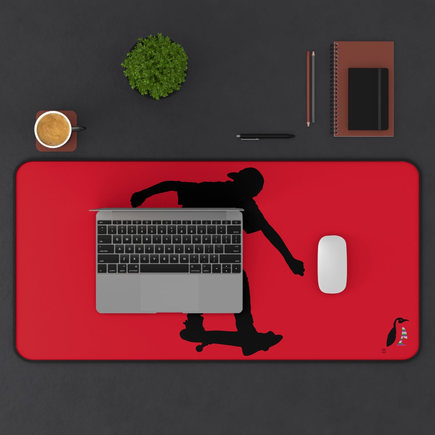 Desk Mat: Skateboarding Dark Red