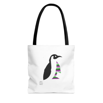 Tote Bag: Crazy Penguin World Logo White