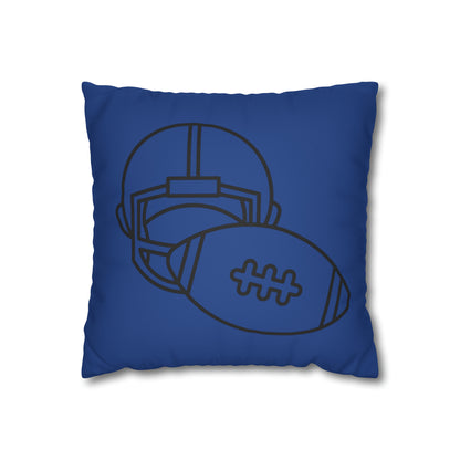 Faux Suede Square Pillow Case: Football Dark Blue
