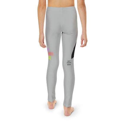 Youth Full-Length Leggings: Crazy Penguin World Logo Lite Grey