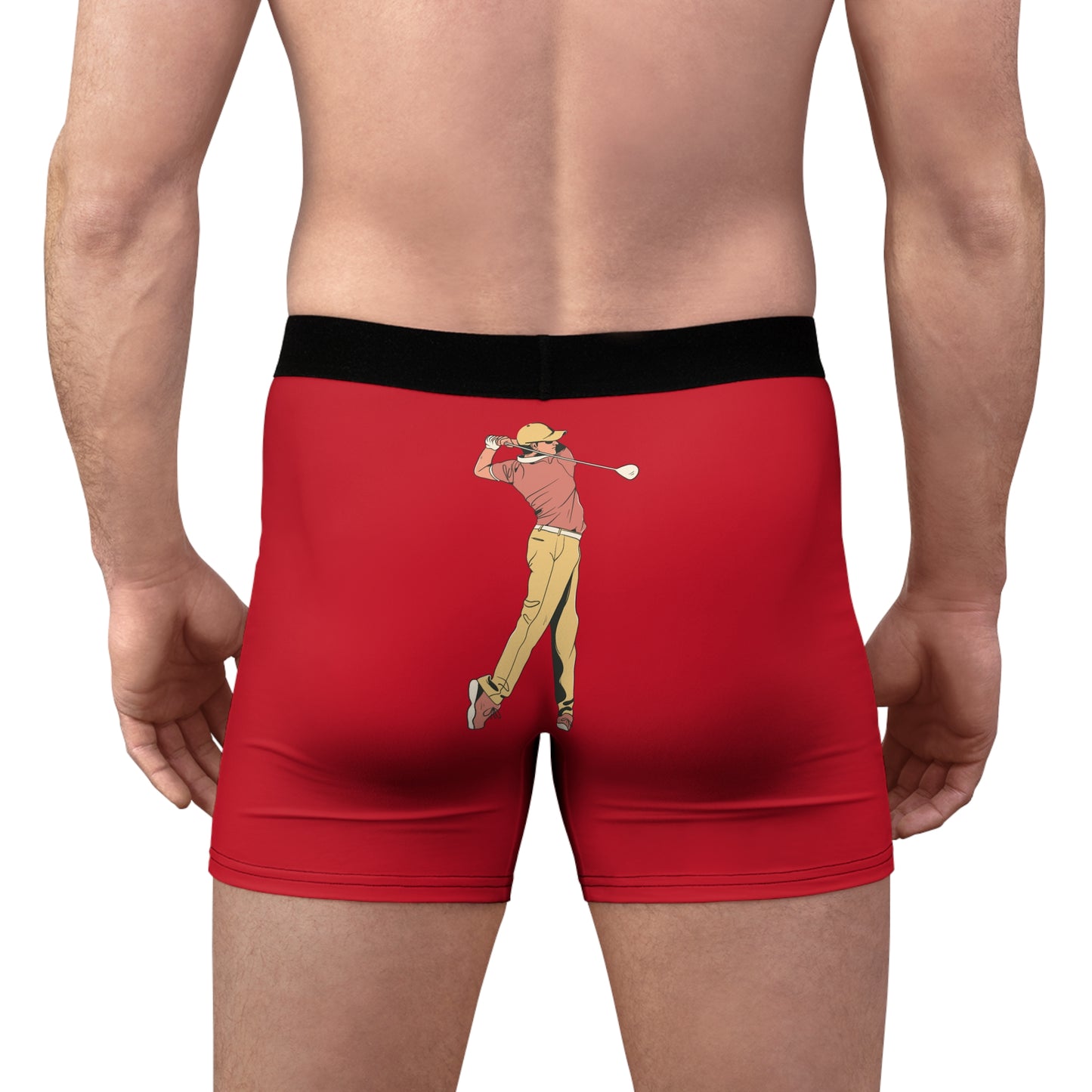 Men's Boxer Briefs: Golf Dark Red