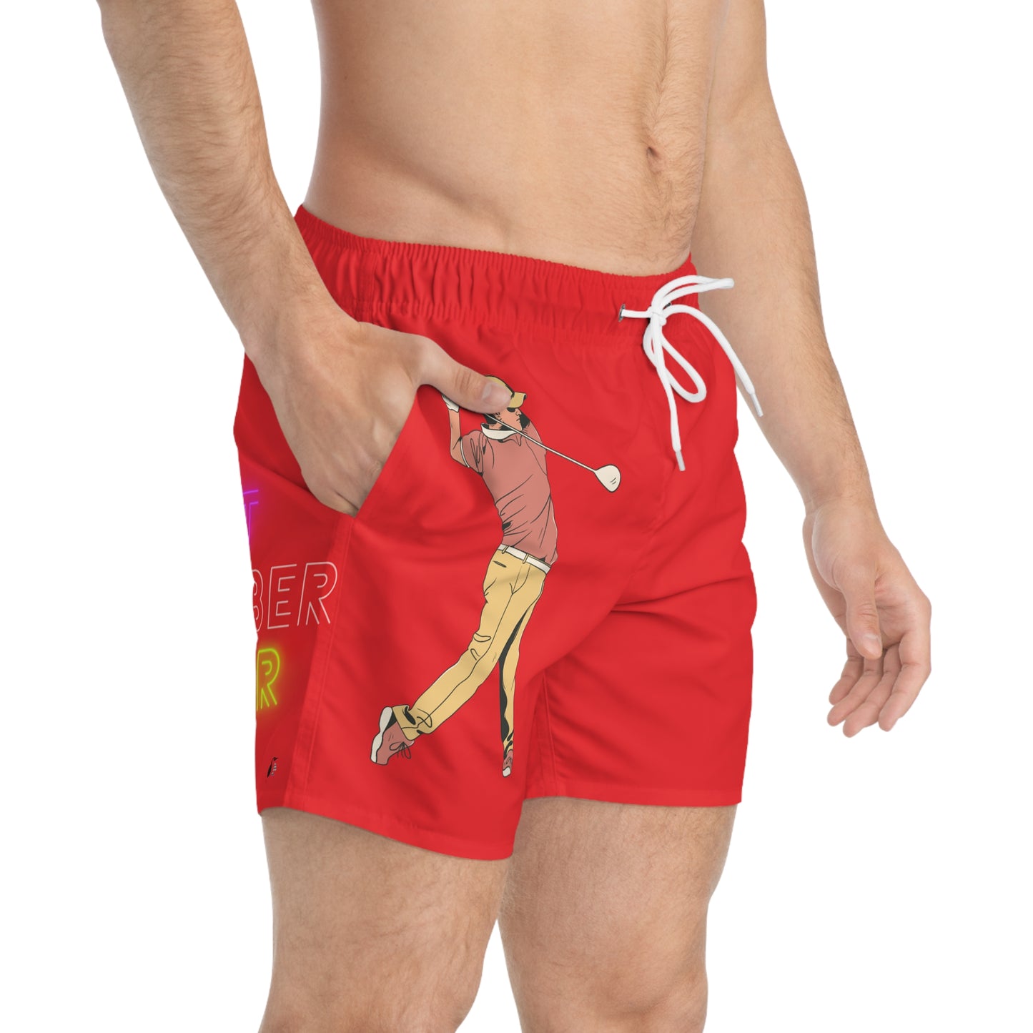 Swim Trunks: Golf Red