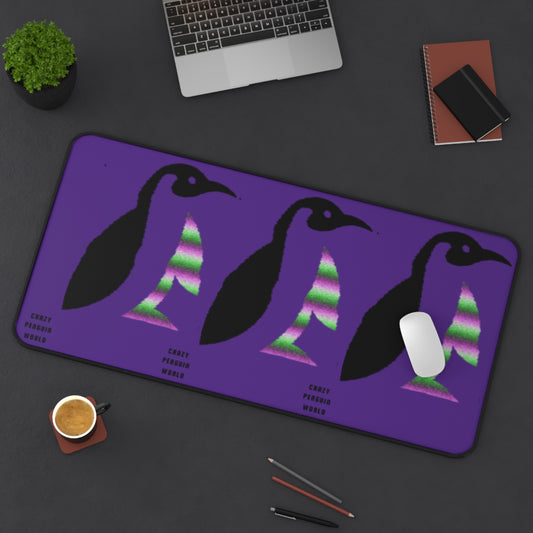 Desk Mat: Crazy Penguin World Logo Purple